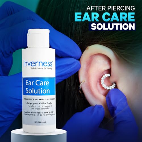INVERNESS After Piercing Ear Care Solution 4 Oz 2-Pack – Gentle Piercing Care For Newly Pierced Ears