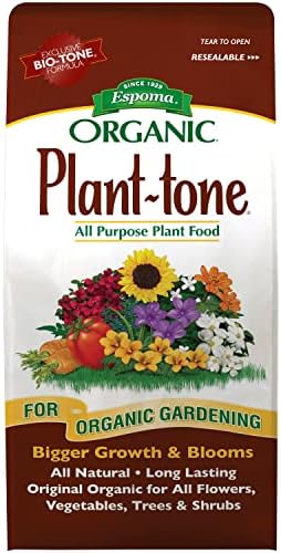 Espoma Organic Plant-Tone 5-3-3 Natural & Organic All Purpose Plant Food, 4 lb. Bag, The Original Organic Fertilizer for All Flowers, Vegetables