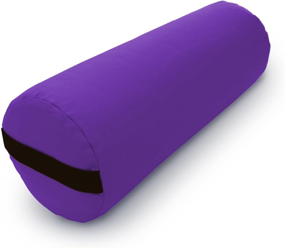 Bean Products Cotton Batting Yoga Bolster - Studio Grade Round or Rectangular Restorative Yoga Pillow for Pilates and Yin Practice - Soft Yet Firm Support with Cotton Cover - Made in The USA