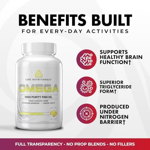 Core Nutritionals Omega Fish Oil, Heart Health Support, 120 Softgels