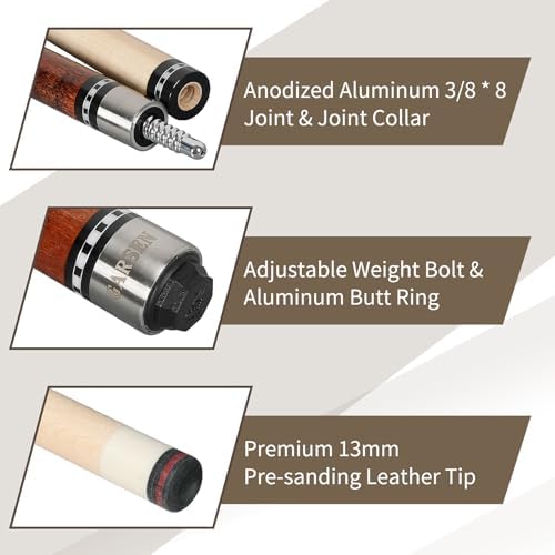 GARSEN Billiard Canada 6A Maple Pool Cue Stick 58 inch House Bar Pool Stick | Free replacement within 2 years,Piano Baking Paint Process,18 oz 19 oz 20 oz 21 oz Available，Several Colors,13mm Cue Tip