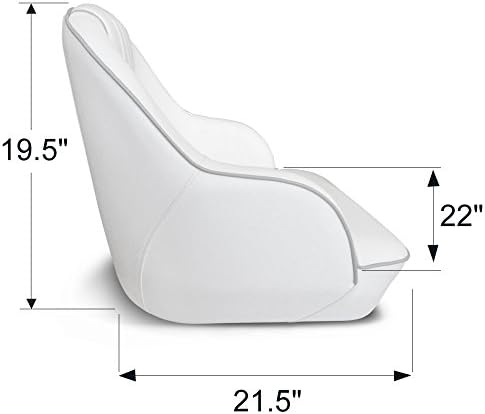 Leader Accessories Pontoon Captains Bucket Seat Boat Seat Boat Chair | Boat Chair with Armrest Ergonomic Design Compression Foam Padding Injection Molded Plastic Frame