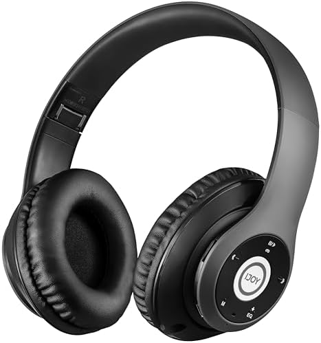 iJoy Bluetooth Headphones Over Ear, Wireless and Wired Foldable Headset Built-in Microphone - (Stealth) Adults Kids Men Women - Audifonos Auriculares Inalambricos