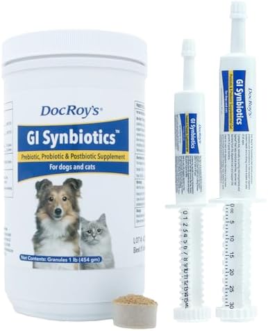 Doc Roys GI Synbiotics for Dogs and Cats, Prebiotic and Probiotic Granules, Digestive and Immune Support, Chicken Flavored, Made in USA, 454 gm