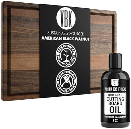 Coconut Cutting Board Oil 8oz + Walnut Cutting Board Small 8x12