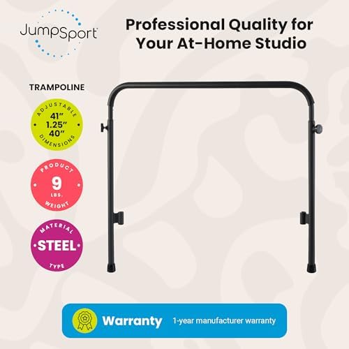 JumpSport Handle Bar Accessory for Arched Leg Fitness Trampolines | Black | Adjustable Height Settings | Trampoline Not Included