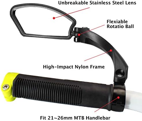 Hafny Stainless Steel Lens Handlebar Bike Mirror, Safe Rearview Mirror for Bicycle