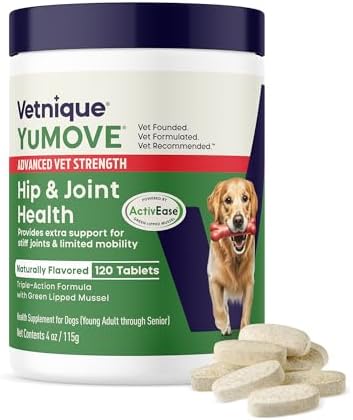 YuMOVE Dog Hip & Joint Supplement, Regular Strength 60 Chewable Tablets | ActivEase Green Lipped Mussel, Glucosamine for Dogs, Hyaluronic Acid & Omega 3 Joint Supplement, NASC Certified