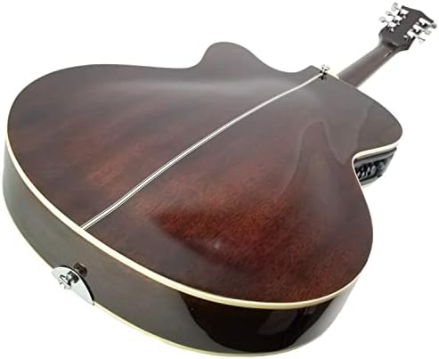 Acoustic Electric Guitar Sunburst Mahogany Traditional Resonator with Built-in Pre Amplifier, Steel Strings