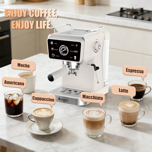 MZRIGG 8023 20 Bar Semi-Automatic Espresso Machine, 1350W Fast Heating Coffee Maker with Milk Frother Steam Wand