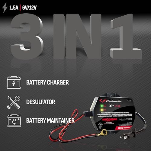 Schumacher Electric 1.5A Car Battery Charger & Maintainer, 6V/12V – SC1300