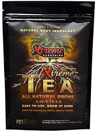 Xtreme Gardening Xtreme Tea Brews – Compost Tea Kit, 2-Pack 80g Pouches, Each Brews 5 Gallons, Bloom Booster & Yield Booster with Worm Castings & Microbe Food Pack, Works with Any Fertilizer Program