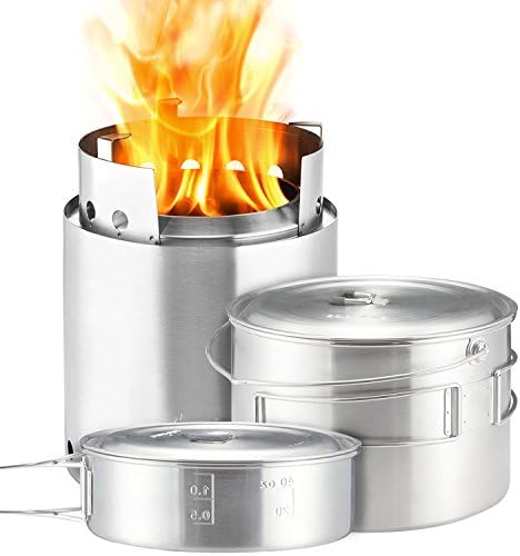 Solo Stove Campfire 2 Pot Set Combo - 4+ Person Wood Burning Camping Stove | Outdoor Kitchen Kit for Backpacking Camping Survival | NO Batteries or