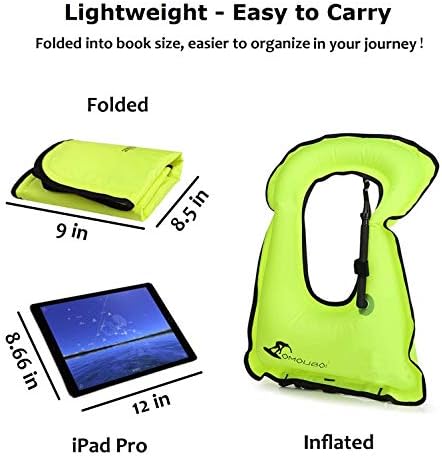 OMOUBOI Snorkel Vest for Adults Swim Vests Inflatable Snorkeling Jackets for Diving, Snorkeling, Swimming Safety (Suitable for 100-220 lbs)