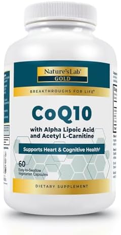 Nature's Lab CoQ10 200mg with Alpha Lipoic Acid & L-Carnitine - High Absorption Heart & Brain Support - Energy & Mitochondrial Function - 60