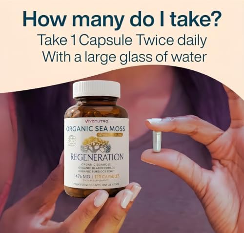 Organic Wildcrafted Sea Moss Capsules, 1476mg, Nova Scotia, 120ct