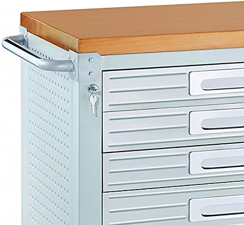 Seville Classics UltraHD Heavy Duty Rolling Cabinet Workbench Table w/Solid Wood Top, Workstation for Garage, Warehouse, Office, Workshop, 77" W x 20" D x 37.5" H, Graphite, 11-Drawer