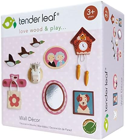 Tender Leaf Toys - Wall Décor - 10 Pcs Dollhouse Miniature Decorations Kit - 1:12 Scale Mini Doll House Accessories with Sticky Tape - Age 3+
