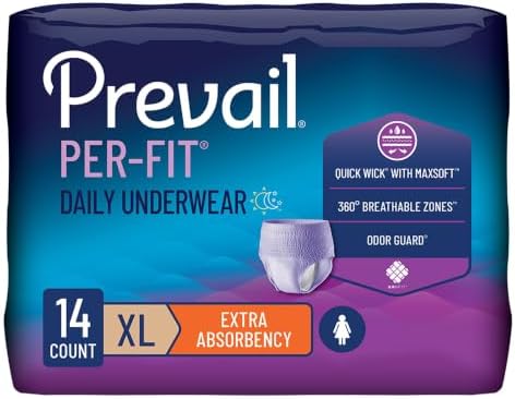 Prevail Per-Fit for Women Daily Protective Underwear, Pull-up Disposable Adult Diaper for Women, Extra Absorbency, Medium, 80 Count (4 Packs of 20) | Disposable, Incontinence, Extra Absorbency