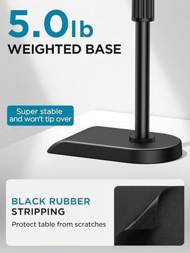 InnoGear Adjustable Desk Microphone Stand, Weighted Base with Soft Grip Twist Clutch, Boom Arm