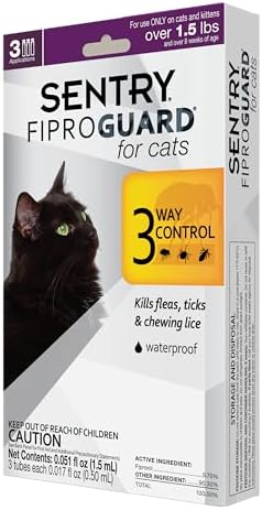 Sentry Fiproguard for Cats, Flea and Tick Prevention for Cats (1.5 Pounds and Over)