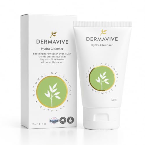Dermavive Hydrating Facial Cleanser, Soap-Free Gentle Cleanser with Colloidal Oatmeal & Vitamin E, Soothes & Moisturizes Sensitive & Dry Skin
