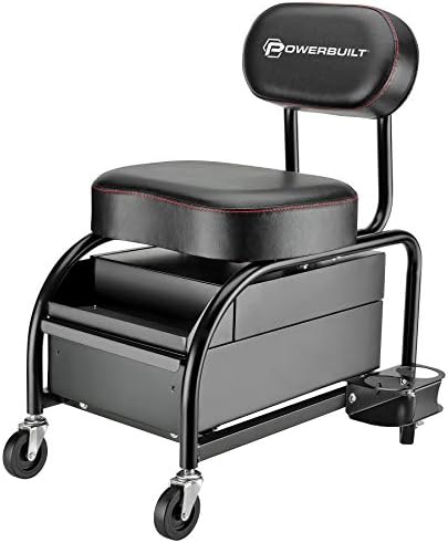 Powerbuilt 2-in-1 Rolling Creeper Seat Converts from High to Low Roller Seat, Fast, Tool-Free Conversion, Garage, Shop, Brake Jobs, Washing, Detailing