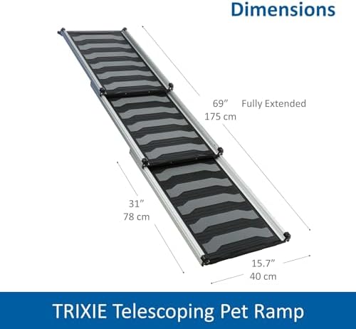 Trixie Folding Pet Ramp, Black | Folding Dog Ramp with High Traction Surface, Ideal for Cars and SUVs, Foldable, Easy to Store and Clean
