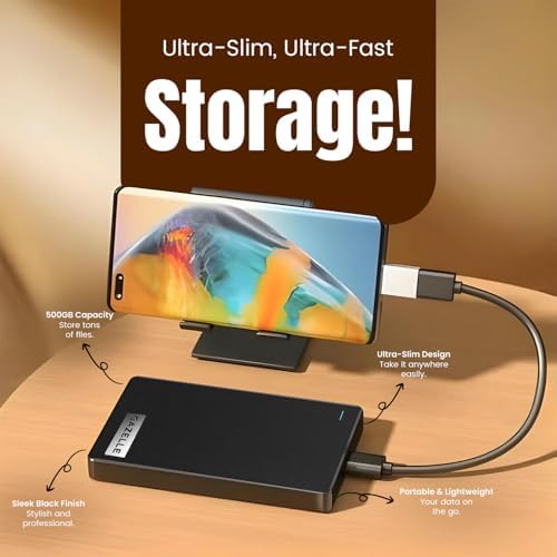 GAZELLE High-Speed 1TB Ultra Slim Portable External Hard Drive - 2-in-1 Type C & USB 3.0, Compatible with PC, Mac, Laptop, PS4, Xbox, iPad, Tablet