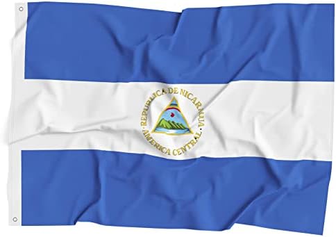 1PC 3x5 ft Polyester Nicaragua National Flag | Polyester Fabric with Reinforced Header and Two Brass Grommets, Bright