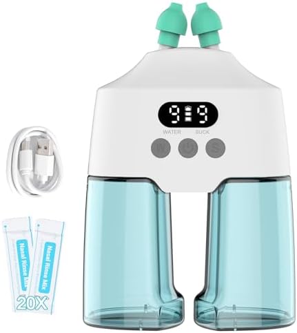 Nasal Irrigation System Electric Nasal Irrigator Smart Display Nasal Sinus Rinse Machine | Dual Water Tanks 9 Suction & Water Flow Modes
