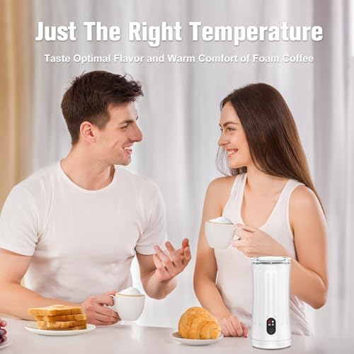 Milk Frother, 4-in-1 Milk Steamer and Frother, 8.1oz, White | Milk Warm and Cold Foam Maker, Auto Shut-Off Frother for Coffee, Latte, Cappuccino, Macchiato