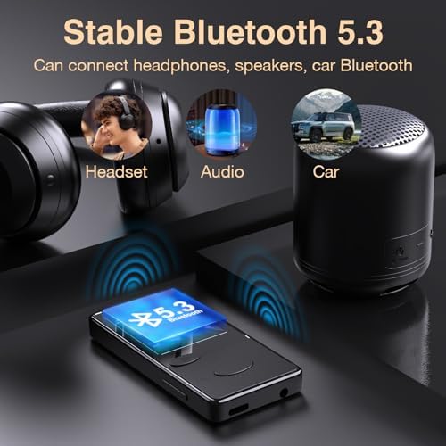 Mp3 Player with Bluetooth 5.3 HiFi Sound, Mp3 Player with FM Radio, Mini Music Player 32GB for Kids Adults, Earphones Included