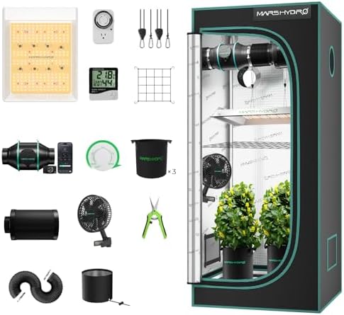 MARS HYDRO 2x2ft Grow Tent Kit with TS600 100W Full Spectrum LED Grow Light