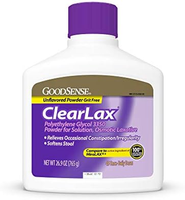 GoodSense ClearLax, Polyethylene Glycol 3350 Powder for Solution, Osmotic Laxative, 17.9 Ounce