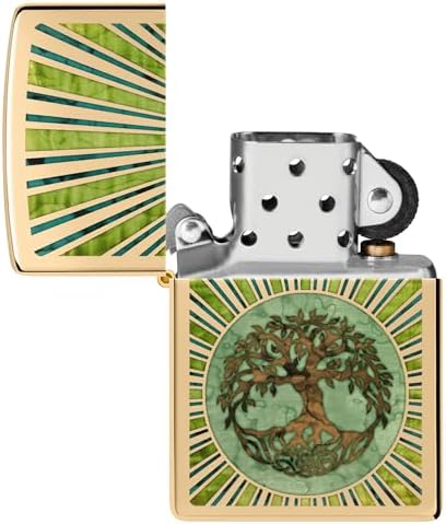 Zippo Tree of Life Pocket Lighter - Refillable Flip-Top Windproof Lighters - Spiritual and Symbolic Design Pocket Lighters - Luxury Metal Lighter Made in USA