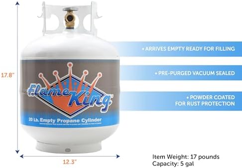 Flame King YSN-201 20-Pound Steel Propane Tank Cylinder with Type 1 OPD Valve, White