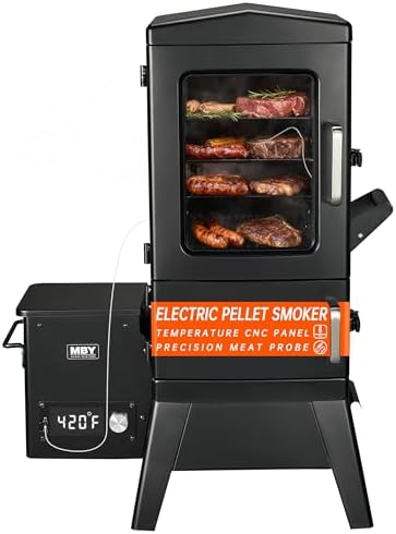 Vertical Pellet Smoker with Cover & Meat Probe, 4-Rack Electric BBQ Smoker Grill, 616 sq in Cooking Space