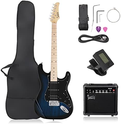 GLARRY 39" GST Series Electric Guitar Kit with Amp for Beginner Starter, HSS Pickups Full Size Guitar Included Digital Tuner, Strings, Picks