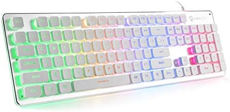 LANGTU Membrane Gaming Keyboard, Rainbow LED Backlit Quiet Keyboard for Office