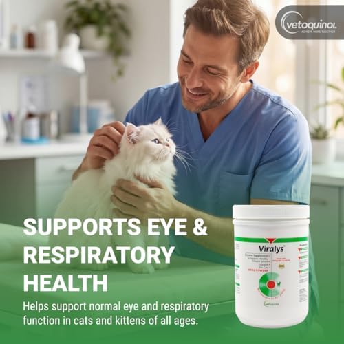 Vetoquinol Viralys - Lysine Supplement for Cats & Kittens - Supports Eye Wellness, Respiratory Health & Immune Strength - Flavored Oral Powder for Easy Feeding & Daily Use - 100 Grams