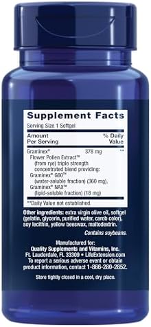 Life Extension Triple Strength ProstaPollen, 30 Softgels | Supports Prostate Health & Function, Flower Pollen Extract, Gluten-Free, 1 Daily