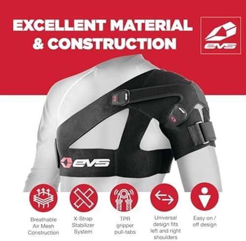 EVS SPORTS SB03 Shoulder Brace For Men | Superior Compression & Adjustable Breathable Support for Rotator Cuff & Past Shoulder Injuries | Extra