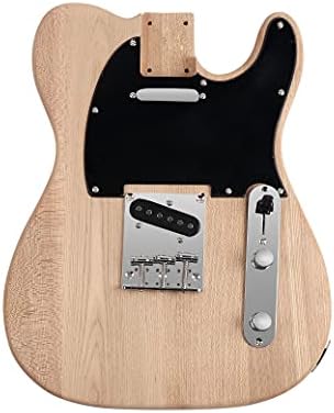 DIY Electric Guitar Kit Beginner Kit Right Handed with Ash Body | Hard Maple Neck, Rosewood Fretboard, Chrome Hardware, 6 String