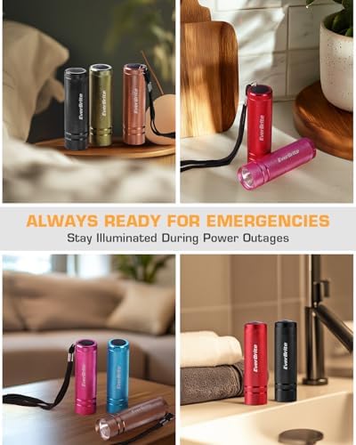 EverBrite 18-Pack Mini LED Flashlight Set,Portable Compact | Ideal for Hurricane Supplies Camping, Night Reading, Cycling, BBQ, Party, Backpacking,with Lanyards & 54 x AAA Batteries