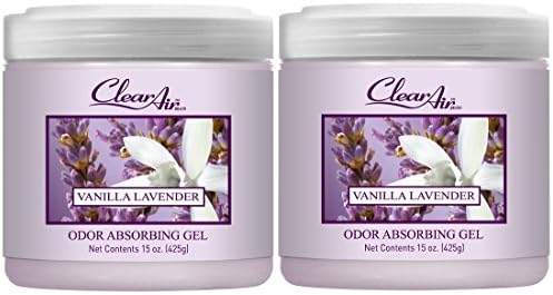 Clear Air 15oz Gel Odor Eliminator - Absorb & Remove Strong Odors from Pets, in Bathrooms, Basements, Garage, Cars, RVs & Boats - Eliminate Tough Odors with Essential Oils (Spring Rain, 2-Pack)