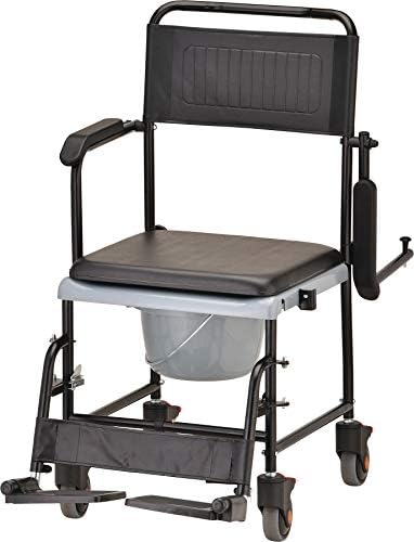 NOVA Medical Products Drop Arm (for Easy User Transfer) Transport Chair Commode, Rolling with Locking Wheels & Removable Padded Seat