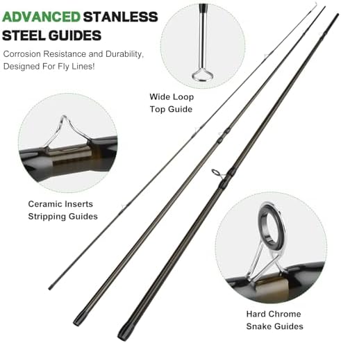 PLUSINNO Fly Fishing Rod and Reel Combo Kit, Fly Fishing Rod for Starters | 4 Piece Lightweight Ultra-Portable Graphite 5 Wt -9' Fly Rod, 5/6 Reel