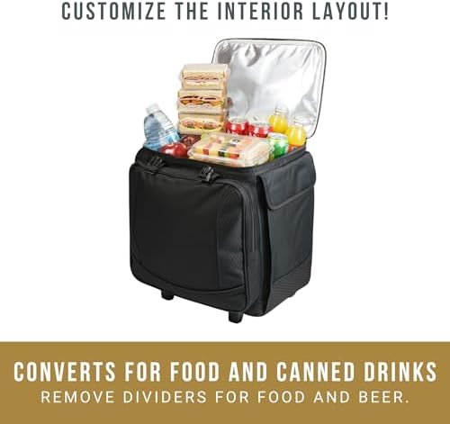 PICNIC TIME Bodega Rolling Wine Cooler, Insulated 12-Bottle Wine Cooler with Wheels, Outdoor Portable Rolling Ice Chest with Water-Resistant Liner