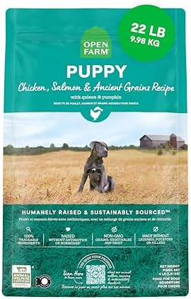 Open Farm Ancient Grains Dry Puppy Food, Chicken & Salmon Kibble, 4lb Bag